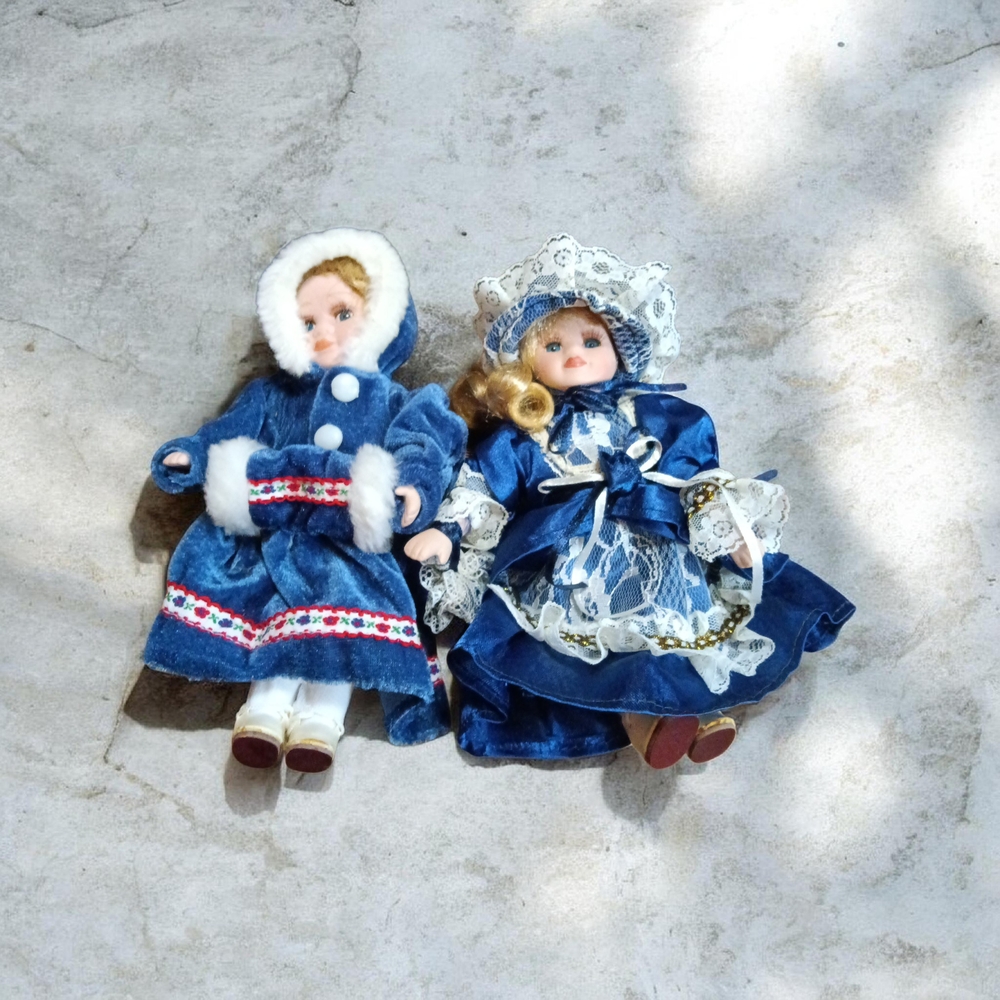 2 Nanjing Porcelain Dolls 8"T